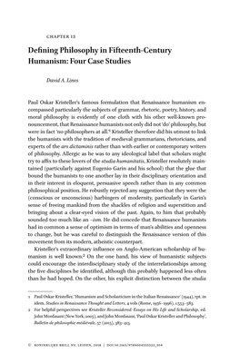 Defining Philosophy in Fifteenth-Century Humanism: Four Case Studies