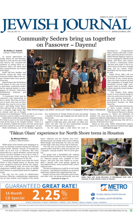 Community Seders Bring Us Together on Passover – Dayenu!