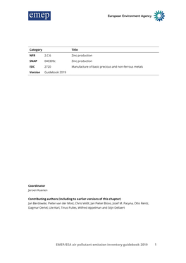 EMEP/EEA Air Pollutant Emission Inventory Guidebook 2019 1