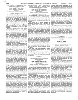 CONGRESSIONAL RECORD— Extensions of Remarks E24 HON