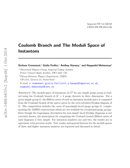 Coulomb Branch and the Moduli Space of Instantons Arxiv