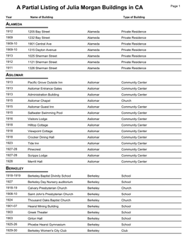 A Partial Listing of Julia Morgan Buildings in CA Page 1