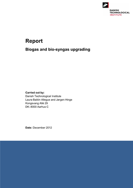 Report Biogas and Bio-Syngas Upgrading
