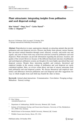 Plant Attractants: Integrating Insights from Pollination and Seed Dispersal Ecology