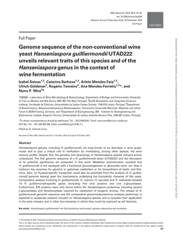 Genome Sequence of the Non-Conventional Wine