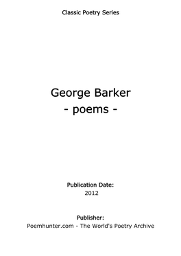 George Barker - Poems