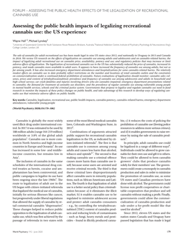 Assessing the Public Health Impacts of Legalizing Recreational Cannabis Use: the US Experience