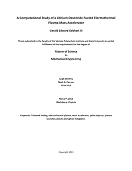 A Computational Study of a Lithium Deuteride Fueled Electrothermal Plasma Mass Accelerator