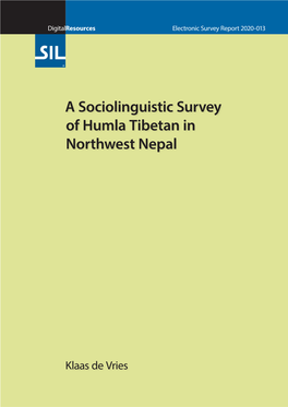 A Sociolinguistic Survey of Humla Tibetan in Northwest Nepal