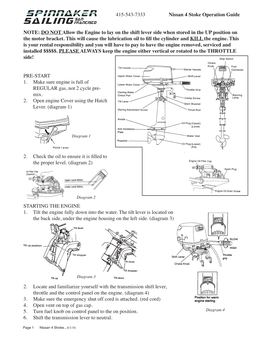 NOTE: DO NOT Allow the Engine to Lay on the Shift Lever Side When Stored in the up Position on the Motor Bracket. This Will Caus