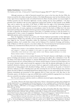 Andrea Gamberini, Università Di Milano the Emotions of the State. a Survey of the Visconti Chancery Language (Mid 14TH- Mid 15TH Centuries)