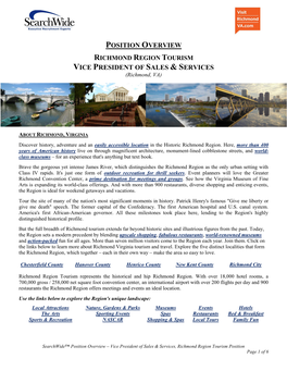 Richmond Region Tourism Position Overview