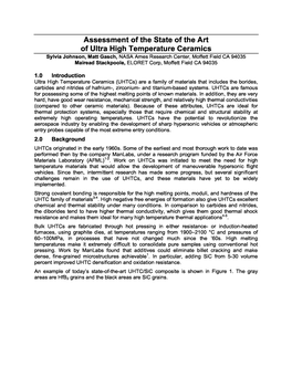 Assessment of the State of the Art of Ultra High Temperature Ceramics