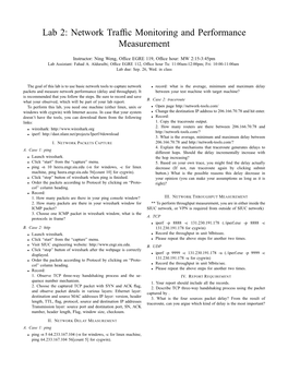 Lab 2: Network Traffic Monitoring and Performance Measurement