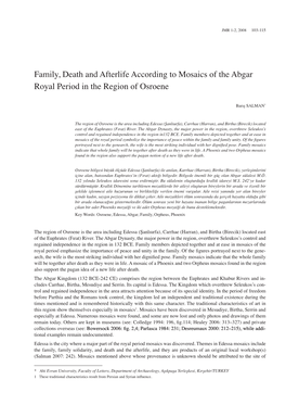 Family, Death and Afterlife According to Mosaics of the Abgar Royal Period in the Region of Osroene