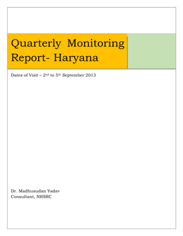 Quarterly Monitoring Report- Haryana