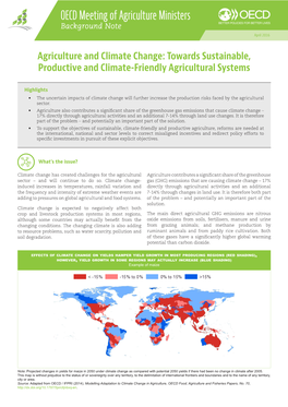 Agriculture and Climate Change: Towards Sustainable, Productive and Climate-Friendly Agricultural Systems