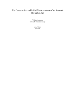 The Construction and Initial Measurements of an Acoustic Reflectometer