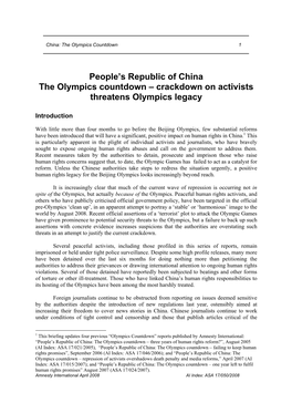 People's Republic of China the Olympics Countdown