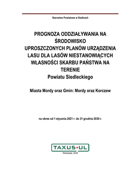 Prognozy Oddziaływania Na Środowisko Uproszczonych Planów