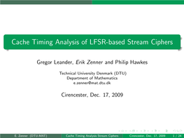 Cache Timing Analysis of LFSR-Based Stream Ciphers