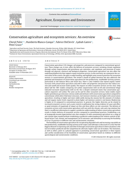 Conservation Agriculture and Ecosystem Services: an Overview