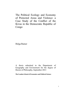 The Political Ecology and Economy of Protected Areas and Violence: a Case Study of the Conflict of the Kivus in the Democratic Republic of Congo