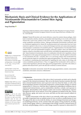 (Niacinamide) to Control Skin Aging and Pigmentation