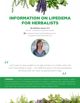 Information on Lipedema for Herbalists