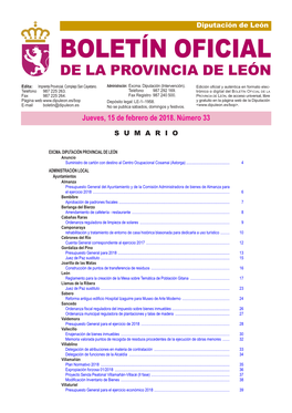 BOLETÍN OFICIAL DE LA PROVINCIA DE LEÓN Edita: Imprenta Provincial