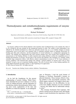 Thermodynamic and Extrathermodynamic Requirements of Enzyme Catalysis