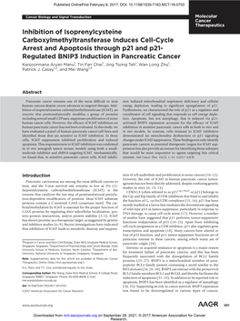 Inhibition of Isoprenylcysteine Carboxylmethyltransferase Induces