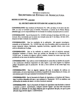 Secretaria De Estado De A~Ricultura