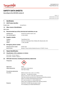 SAFETY DATA SHEETS According to the UN GHS Revision 8