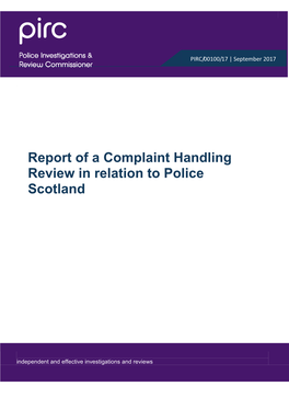 Report of a Complaint Handling Review in Relation to Police Scotland