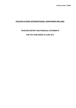 Peaceplayers Northern Ireland FY 2016 Audited Accounts