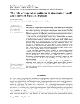 The Role of Vegetation Patterns in Structuring Runoff and Sediment ﬂuxes in Drylands