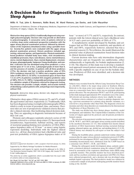 A Decision Rule for Diagnostic Testing in Obstructive Sleep Apnea