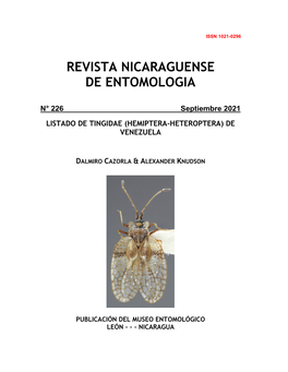 Listado De Tingidae (Hemiptera-Heteroptera) De Venezuela
