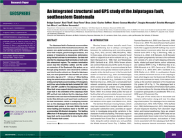 An Integrated Structural and GPS Study of the Jalpatagua Fault, Southeastern Guatemala