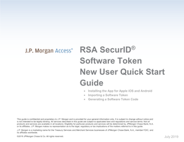 RSA Securid Software Token New User Quick Start Guide
