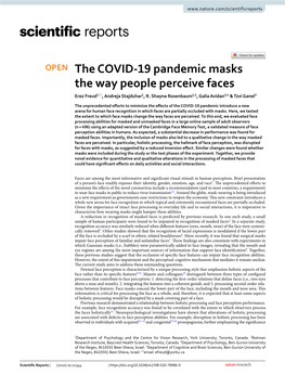 The COVID-19 Pandemic Masks the Way People Perceive Faces
