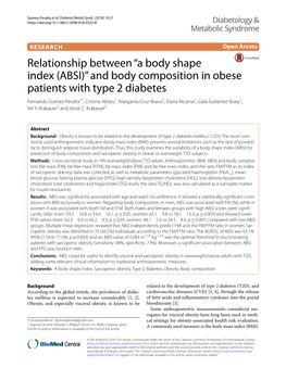 Relationship Between “A Body Shape Index (ABSI)”