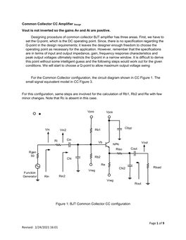 2/24/2021 16:01 Common Collector CC Amplifier Design Vout Is Not