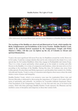 Buddha Rashmi: the Light of Vesak