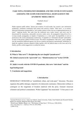 Fake News, Information Disorder and the Covid-19 Contagion: Assessing the Scope for Existensial Journalism in the Apathetic Media Circus