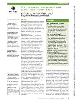 Effect Size Reporting Among Prominent Health Journals: a Case Study of Odds Ratios