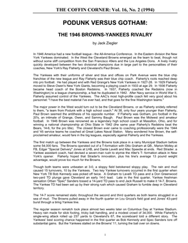 Podunk Versus Gotham: the 1946 Browns-Yankees Rivalry