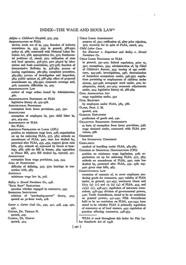 Index-The Wage and Hour Law*