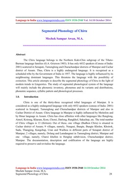 Segmental Phonology of Chiru